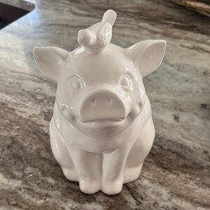 Ceramic Pig Cookie Jar with Bird